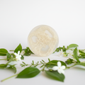 Hyacinth Garden white loofah soap bar with delicate white flowers